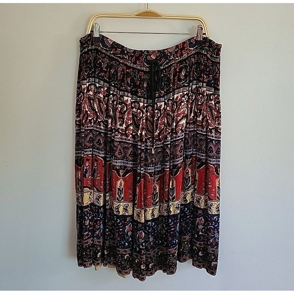 Sag Harbor Dresses & Skirts - Vintage Sag Harbor Midi Skirt Small Drawstring Waist Boho Hippie Peasant Travel